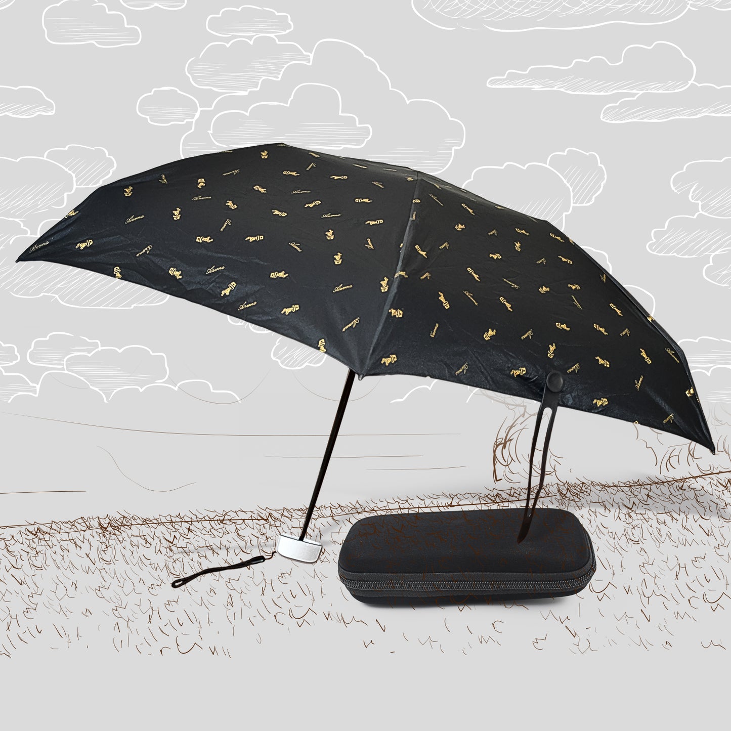 Travel Friendly UV Sun & Rain Umbrella with Zip Case