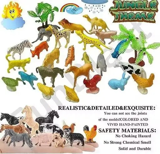 Prosper Realistic Animal Figures – 30 Pc Small Jungle & Farm Set