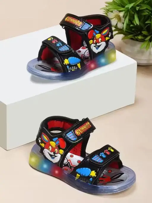 Kids Light-Up Cartoon LED Sandals Double Strap Adjustable Velcro Cushioned Durable Footwear