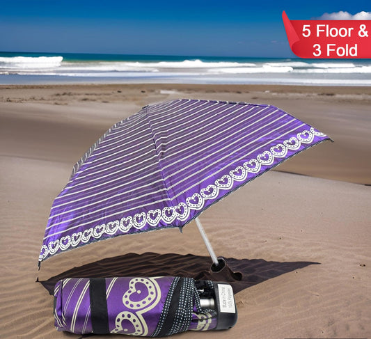 3-fold  5 Floor Sun Protective Solid Foldable Mini Umbrella