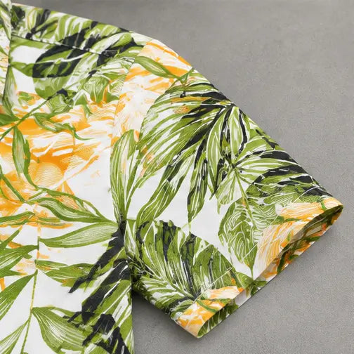 Scaglia Printed Green Cotton Shirt for Men – Short Sleeve Regular Fit Casual & Office Wear