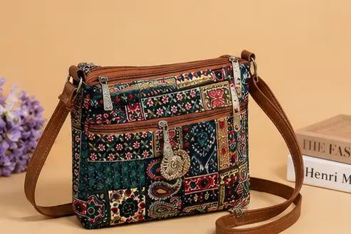 Women's Printed Sling Bag Combo – 2 Piece Crossbody Shoulder Bag Set for Girls, College, Travel & Daily Use