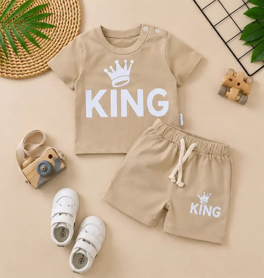 Kids Cotton Summer Clothing Set – Printed T-Shirt & Shorts (0-6 Years)