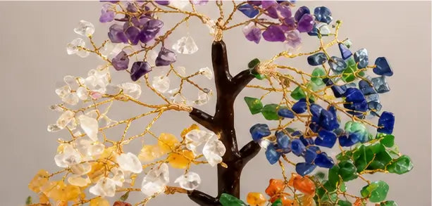 7 Chakra Crystal Tree for Positive Energy – Natural Gemstone Money Tree for Reiki Healing, Feng Shui, Vastu & Home Décor