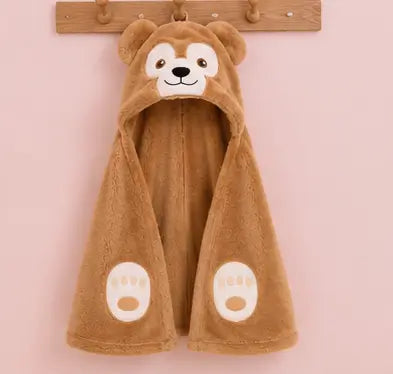 Hooded Baby Bath Towel – Soft Cotton Blend Animal Embroidered Baby Wrap for Boys & Girls