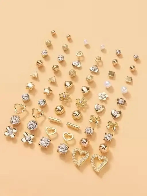 RARE 1 Gold Plated Multicolor Pearl & AD Studs Combo – 30 Pairs
