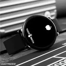 Top Trendy Touch Screen Digital Watch | Green LED, Black Round Dial, Rubber Strap, Unisex Casual Watch.