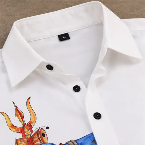 Trishul White Club Wear Printed Cotton Shirt for Men – Full Sleeve Regular Fit