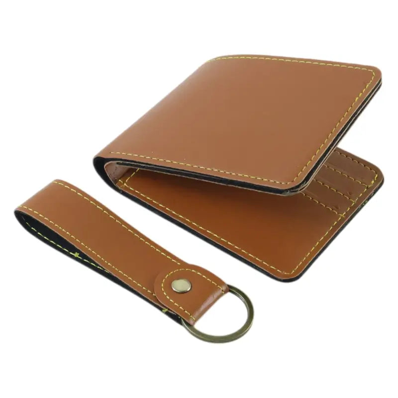 Premium Men's Leather Wallet Gift Set with Detachable Keychain | Slim RFID Style Wallet Combo for Daily Use