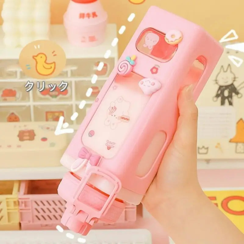 700ml Kawaii Water Bottle with Straw – Cute Plastic Bottle