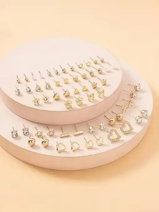 RARE 1 Gold Plated Multicolor Pearl & AD Studs Combo – 30 Pairs