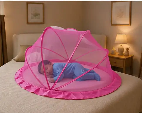 Foldable Baby Mosquito Net with Bedding – Portable Washable Infant Sleeping Bed Protector