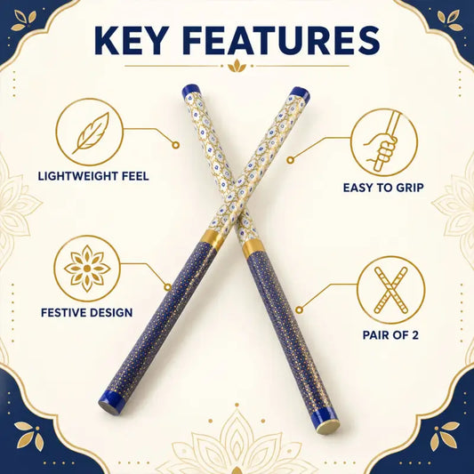 Decorative Wooden Dandiya Sticks with Printed Foil Wrap – 2 Pc
