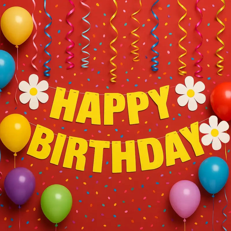 Birthday Banner Set – Vibrant Floral Happy Birthday Party Decoration