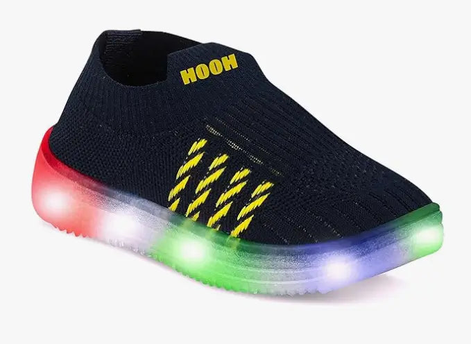 Kids LED Slip-On Navy Blue Sneakers Light-Up Casual Footwear Velcro Closure