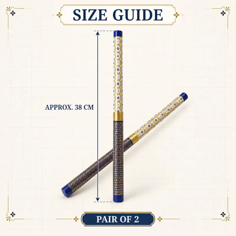Decorative Wooden Dandiya Sticks with Printed Foil Wrap – 2 Pc
