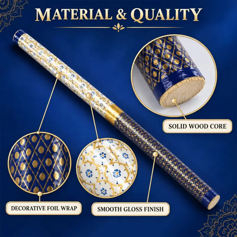 Decorative Wooden Dandiya Sticks with Printed Foil Wrap – 2 Pc