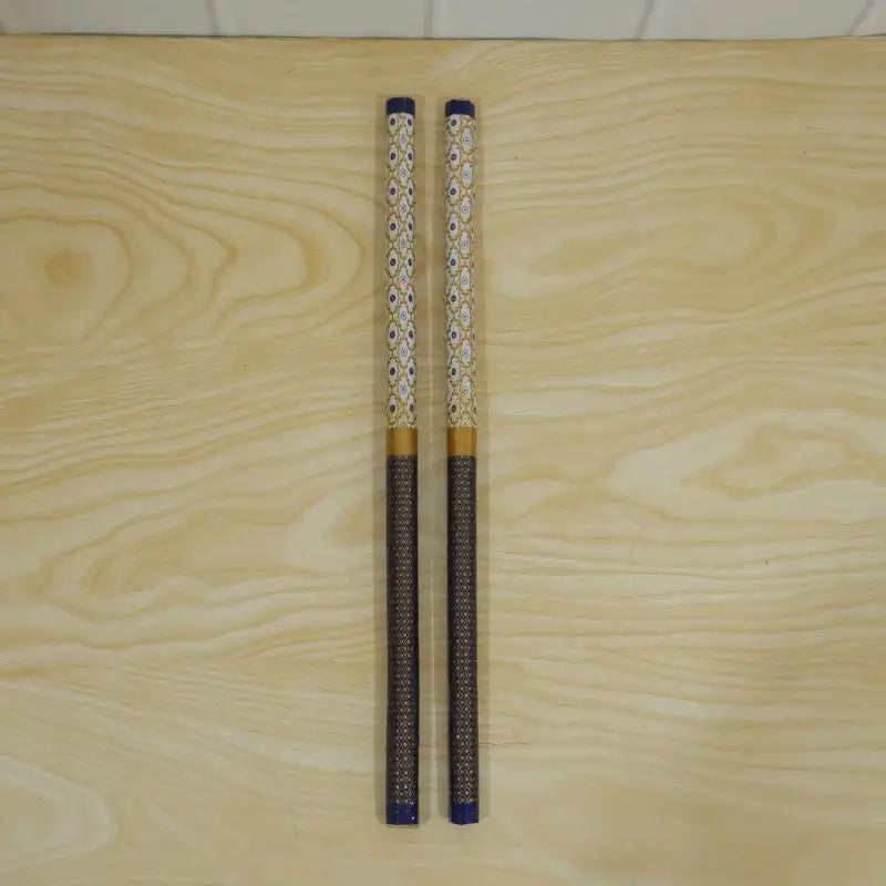 Decorative Wooden Dandiya Sticks with Printed Foil Wrap – 2 Pc