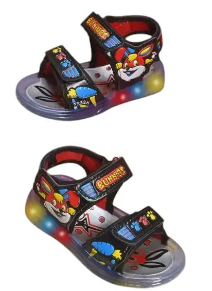 Kids Light-Up Cartoon LED Sandals Double Strap Adjustable Velcro Cushioned Durable Footwear