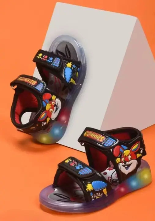 Kids Light-Up Cartoon LED Sandals Double Strap Adjustable Velcro Cushioned Durable Footwear