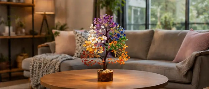 7 Chakra Crystal Tree for Positive Energy – Natural Gemstone Money Tree for Reiki Healing, Feng Shui, Vastu & Home Décor