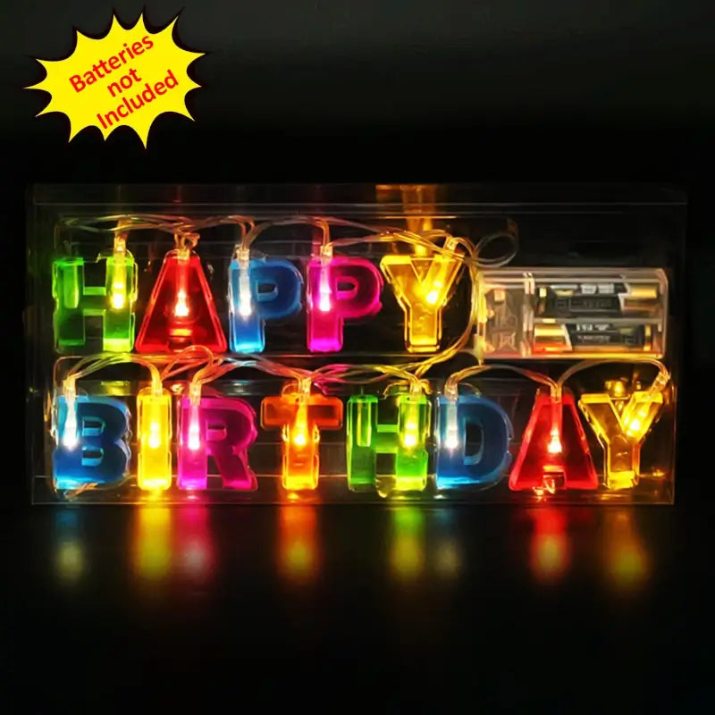Happy Birthday LED String Lights  Battery Operated Colorful Party Decoration