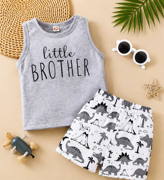 Kids Cotton Clothing Set – Printed Sleeveless Top & Shorts (0-5 Years)