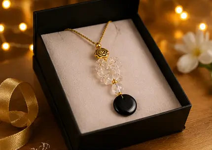 Lumba Twinkling Chunky Rakhi – Premium White Quartz & Black Onyx Beaded Lumba Rakhi for Bhabhi | Elegant Raksha Bandhan Bracelet