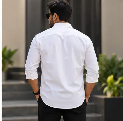 Trishul White Club Wear Printed Cotton Shirt for Men – Full Sleeve Regular Fit