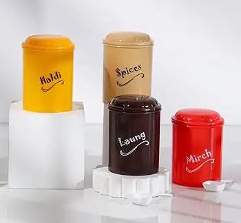 Pack of 8 Airtight 250ml Plastic Storage Containers – Unbreakable Spice Jars for Masala, Mirchi, Haldi & Jeera