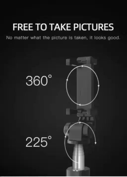 3-in-1 Wireless Bluetooth Selfie Stick XT-02 | Remote Shutter, 360° Rotate, Extendable, Foldable Mini Tripod & Monopod for Smartphones, Black.