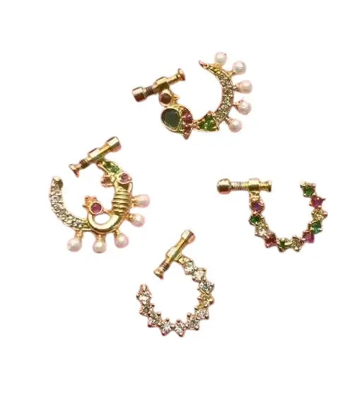 Traditional Combo of Nose Pin Nose Ring Nathuni (Pack of 4)