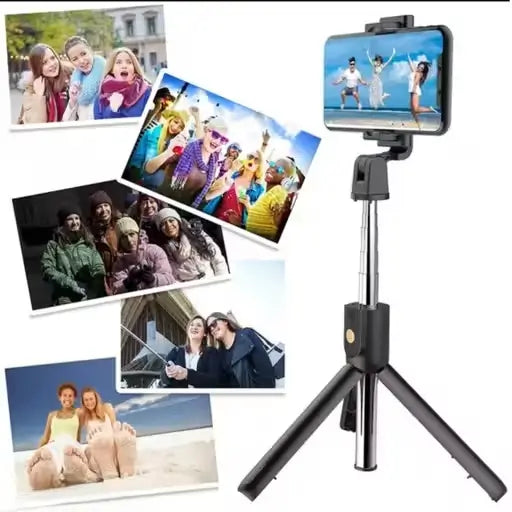 Bluetooth Expandable 3-in-1 Selfie Stick with Wireless Remote & Tripod Stand | Compatible with iPhone, iPad & Android.