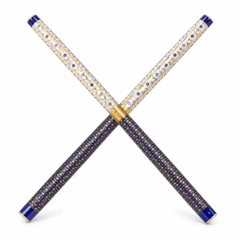 Decorative Wooden Dandiya Sticks with Printed Foil Wrap – 2 Pc