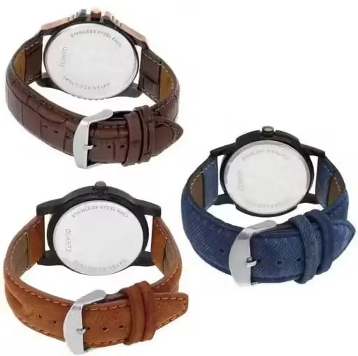 Attractive Men Multicolor Leather Analog Watch Combo