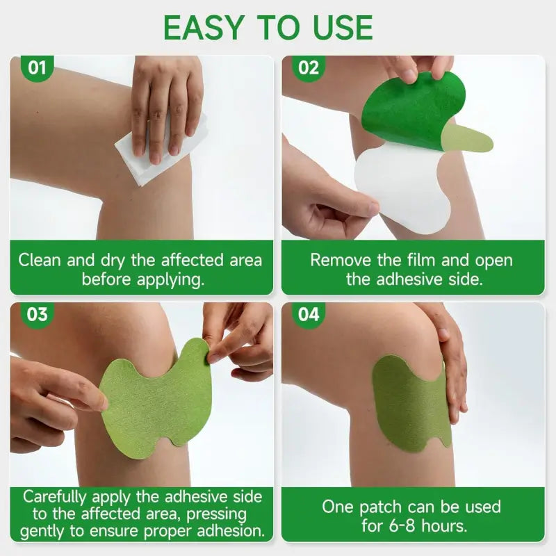 Knee Pain Relief Patches - Natural Herbal Knee Patch for Pain & Inflammation - Breathable, Long-Lasting, Comfortable, Non-Allergic - 10 Patches