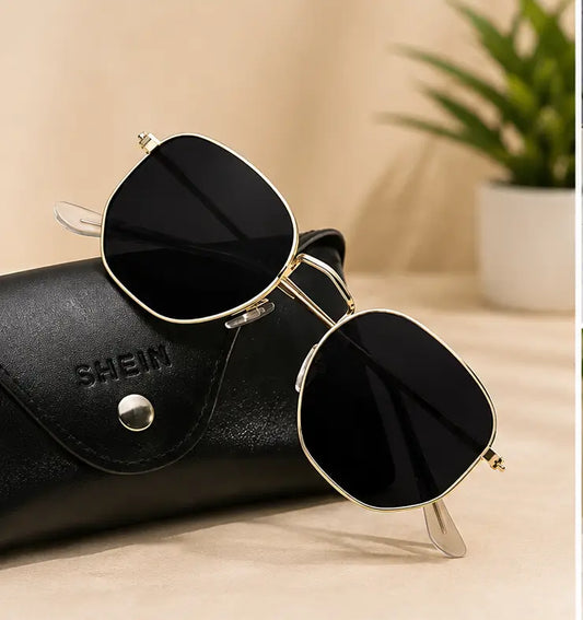 Men's Rectangular Metal Sunglasses – Stylish UV Protection Fashion Sunglasses for Men & Women