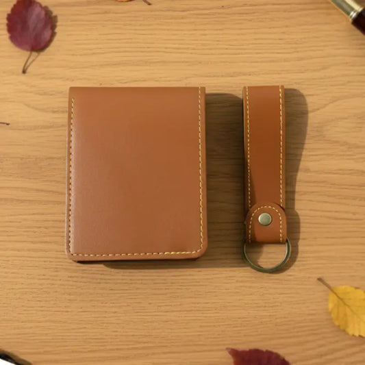 Premium Men's Leather Wallet Gift Set with Detachable Keychain | Slim RFID Style Wallet Combo for Daily Use