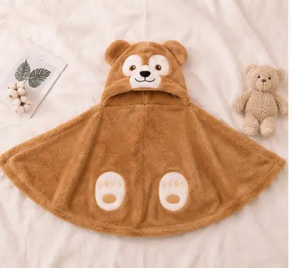 Hooded Baby Bath Towel – Soft Cotton Blend Animal Embroidered Baby Wrap for Boys & Girls