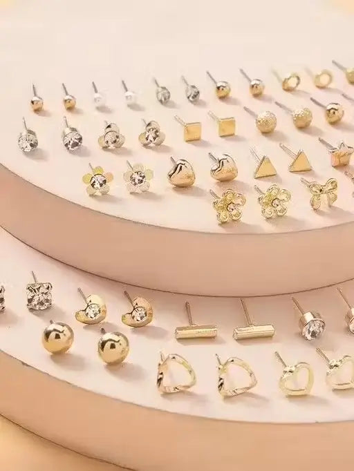 RARE 1 Gold Plated Multicolor Pearl & AD Studs Combo – 30 Pairs
