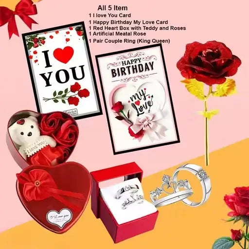 Happy Birthday & Valentine Gift Set for Husband, Wife, Boyfriend, Girlfriend | Love Gifts for Couples | 5-Piece Set