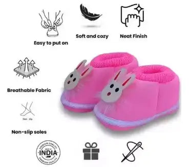 Aplix Baby Booties Pack of 3  Anti-Slip Soft Slip-On Rabbit Style Infant Footwear